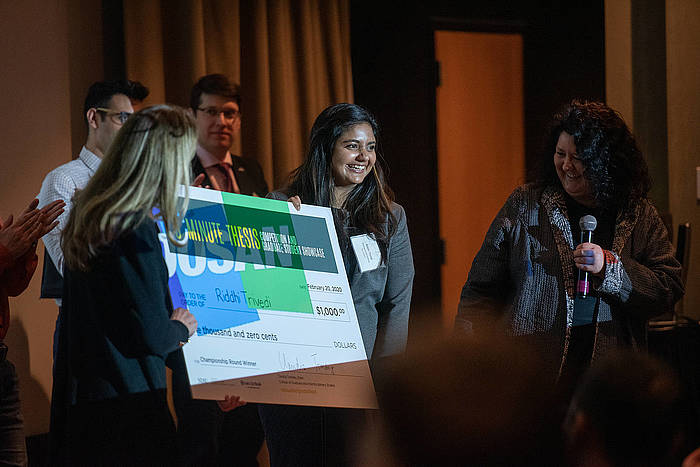 Riddhi Trivedi, a pharmaceutical sciences doctoral student, was named the winner of NDSU’s annual Three Minute Thesis Competition Feb. 20