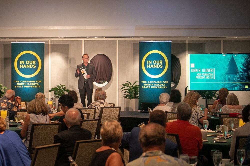 John R. Glover, NDSU Foundation President/CEO, speaks to the crowd at the In Our Hands Campaign Reception in Naples, FL | Feb. 12, 2020