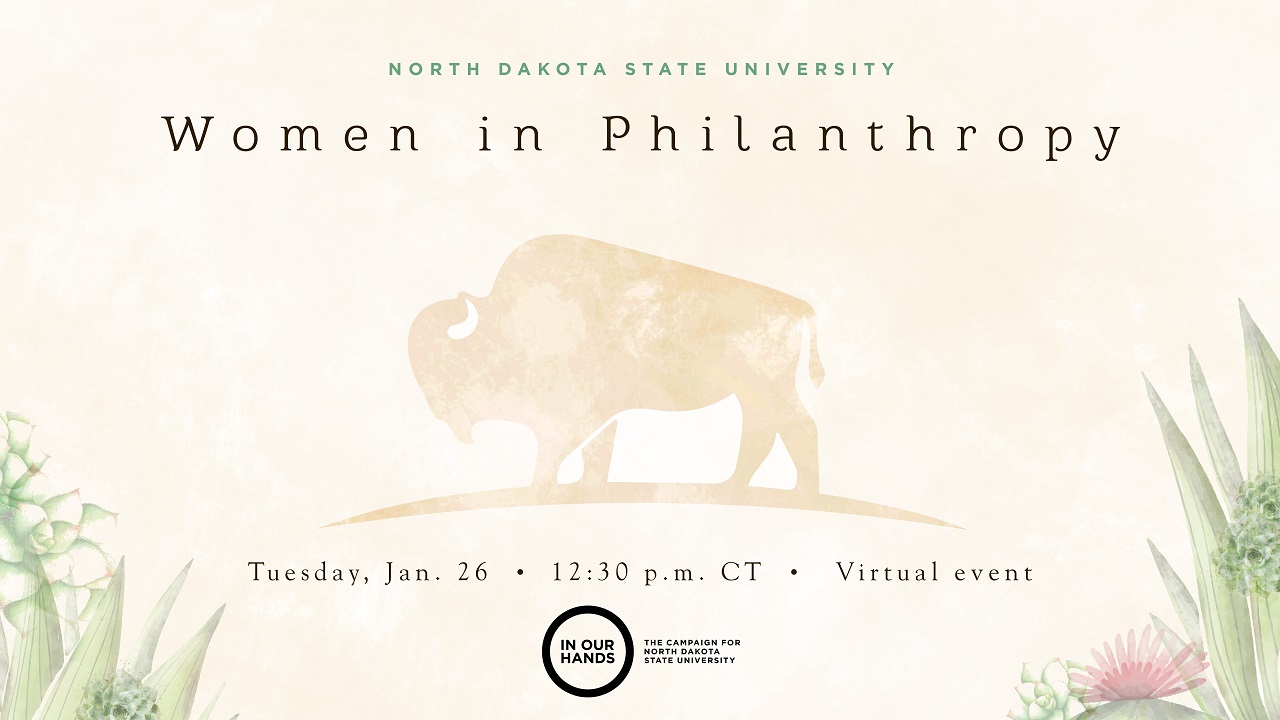 Banner: Women in Philanthropy | Tuesday, Jan. 26 | 12:30 p.m. | Virtual event